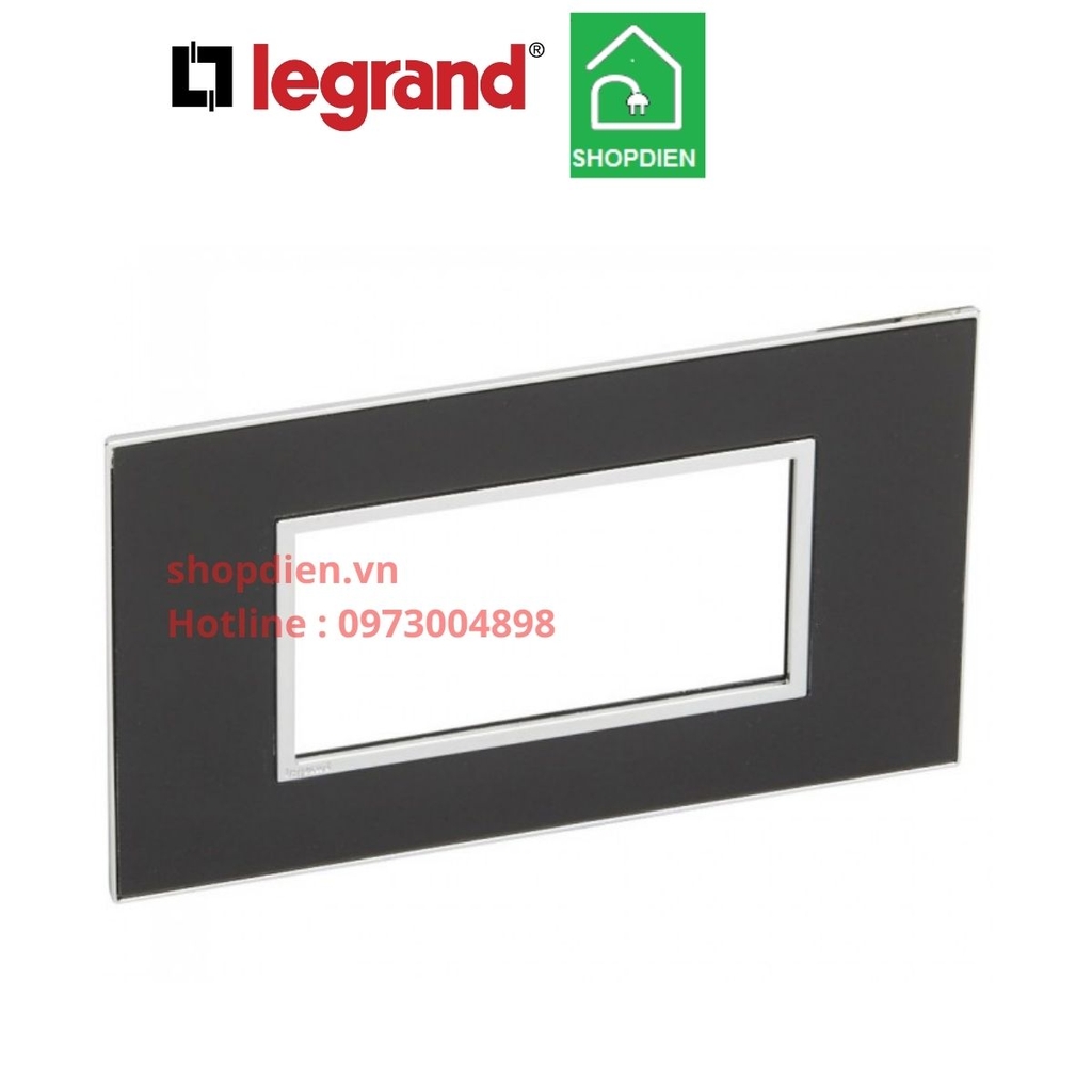 Mặt 4 thiết bị kính đen cover plate -4 Module  Legrand Arteor Màu Mirror Black-575033