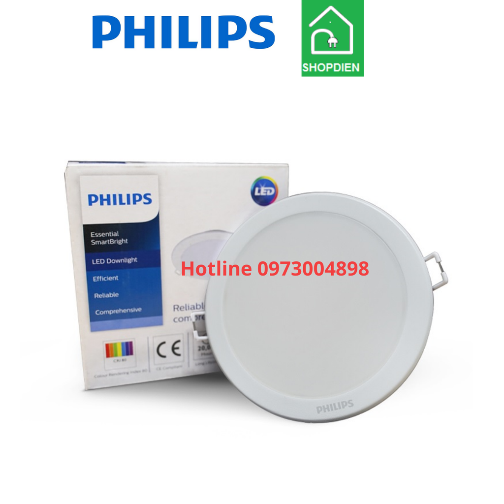 Đèn downlight âm trần PHILIPS 7W d90 DN027B G2 LED6 RD