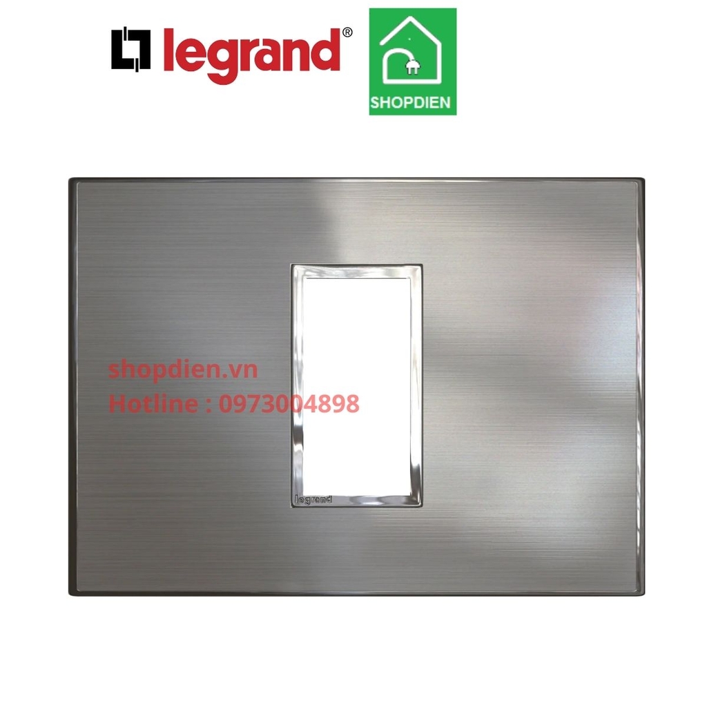 Mặt 1 thiết bị Màu thép  cover plate -1 Module Legrand Arteor Stainless Steel-575246