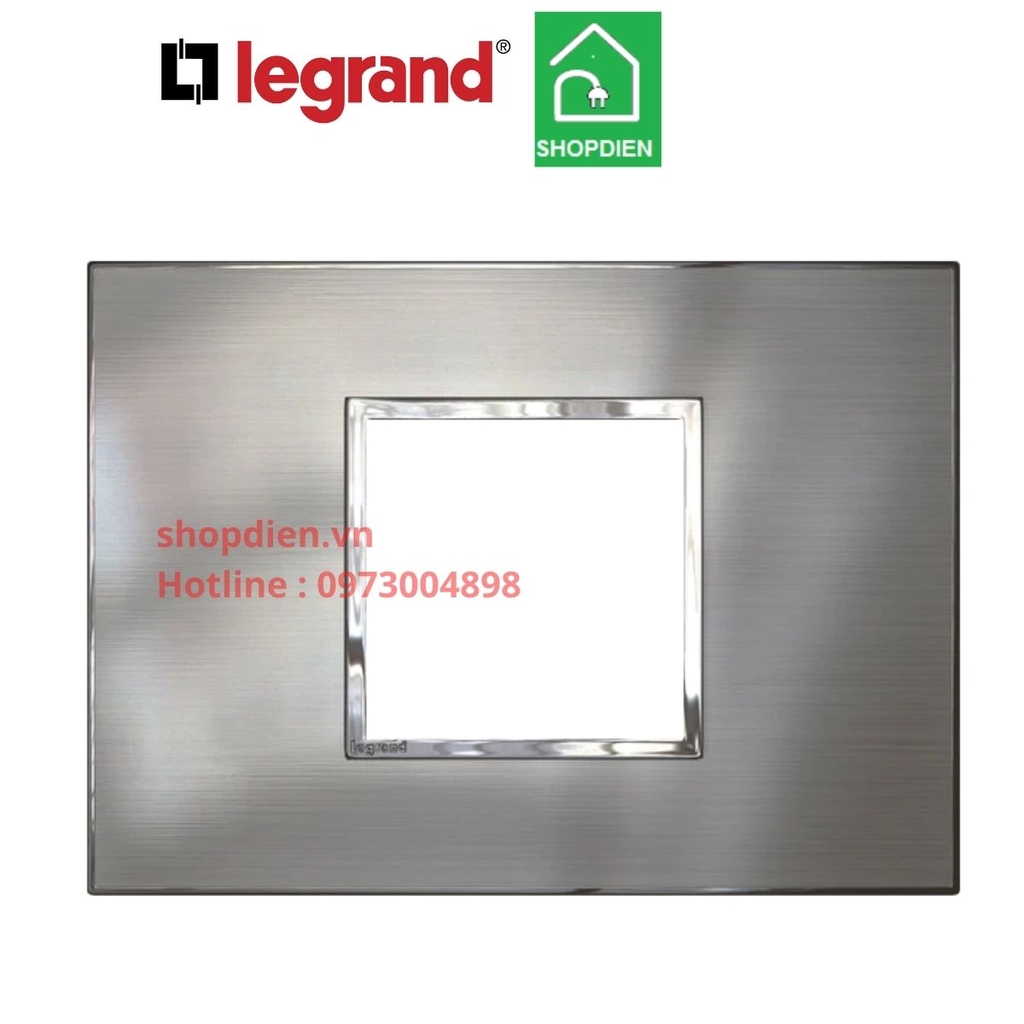 Mặt 2 thiết bị Màu thép  cover plate -2 Module Legrand Arteor Stainless Steel-575256