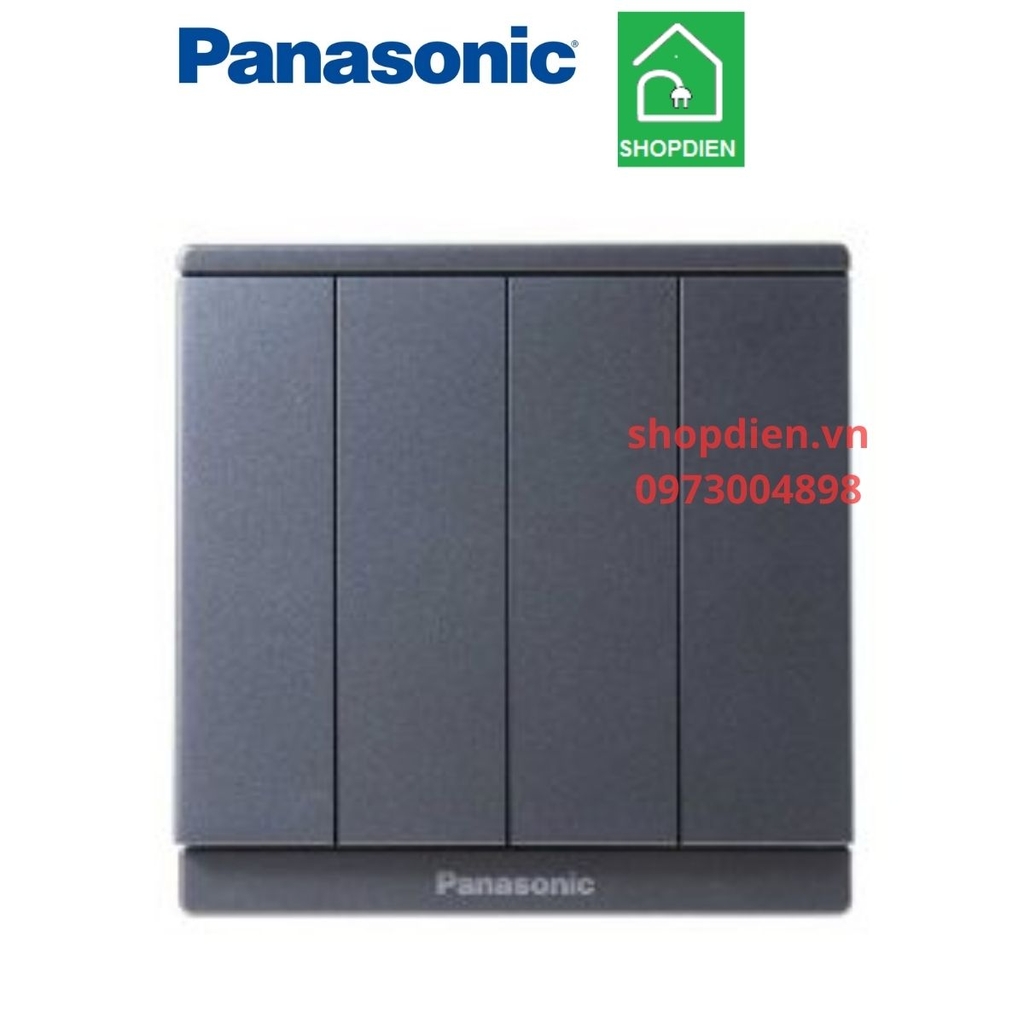 Công tắc bốn 2 chiều ( đảo chiều cầu thang ) vuông màu xám ánh kim / công tắc C switch 2 way Moderva Panasonic WMF508MYH-VN