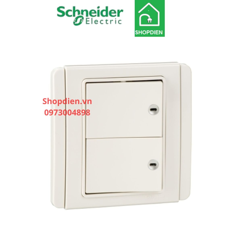 Công tắc đôi 2 chiều Schneider NEO E3032H2_EWWW_G19 Màu trắng LED