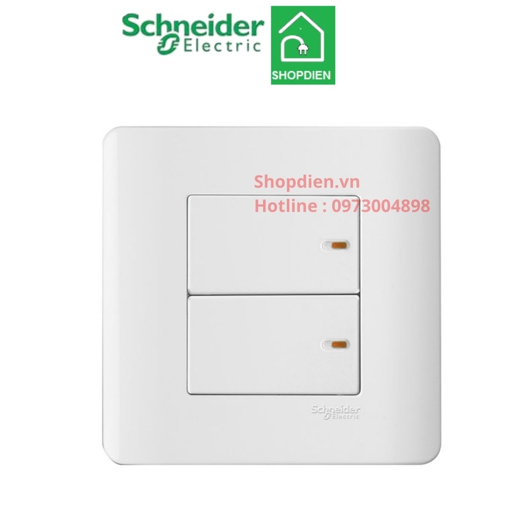 Công tắc đôi 1 chiều Schneider Zencelo E8432_1_G19 màu trắng