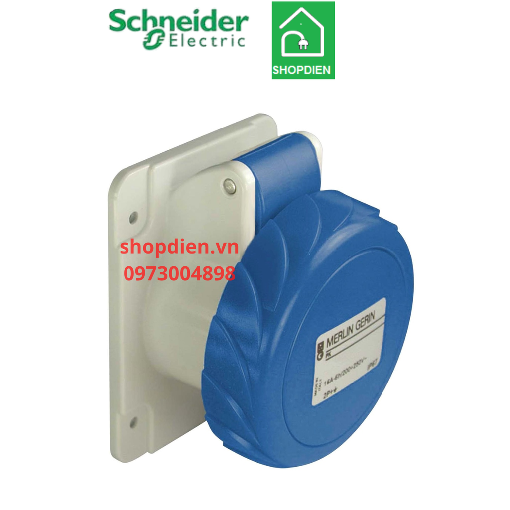 Ổ cắm công nghiệp loại âm dạng thẳng 3P ( 2P+E) 32A IP67 Schneider PKF32G723