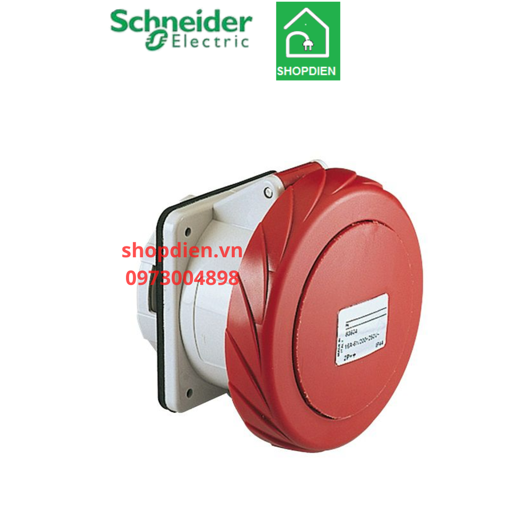 Ổ cắm công nghiệp loại âm dạng thẳng 5P ( 4P+E) 16A IP67 Schneider PKF16G735