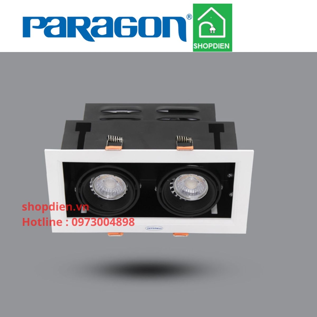 Đèn rọi vuông âm trần đôi điều chỉnh góc 12W Paragon OLA26L12 KT195x90