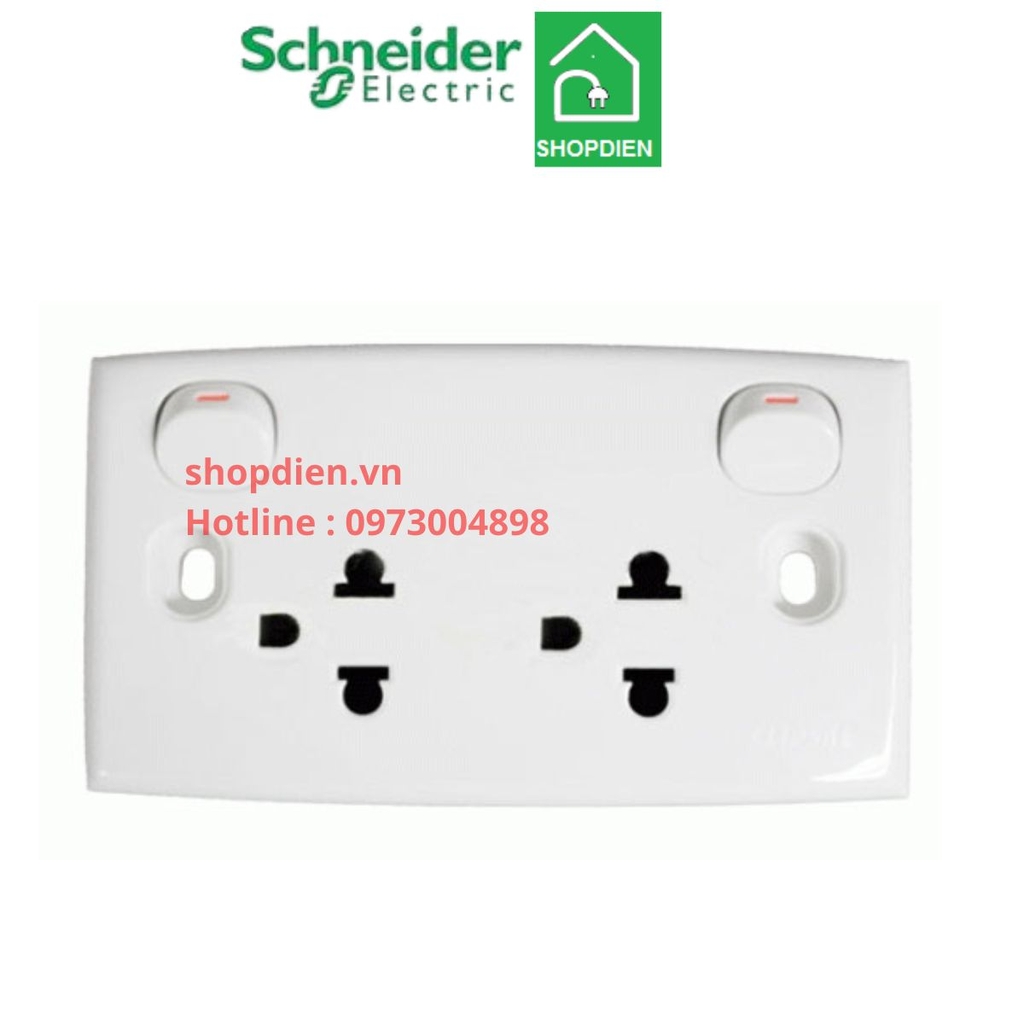 Ổ cắm đôi 3 chấu có công tắc S-classic Schneider-E25UES_G19