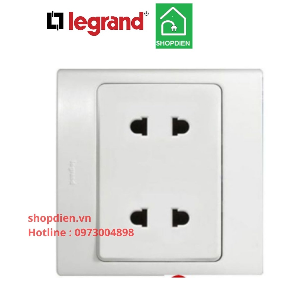 Ổ cắm đôi 2 chấu 2P EU-Us 16A Mallia Legrand màu trắng-281102