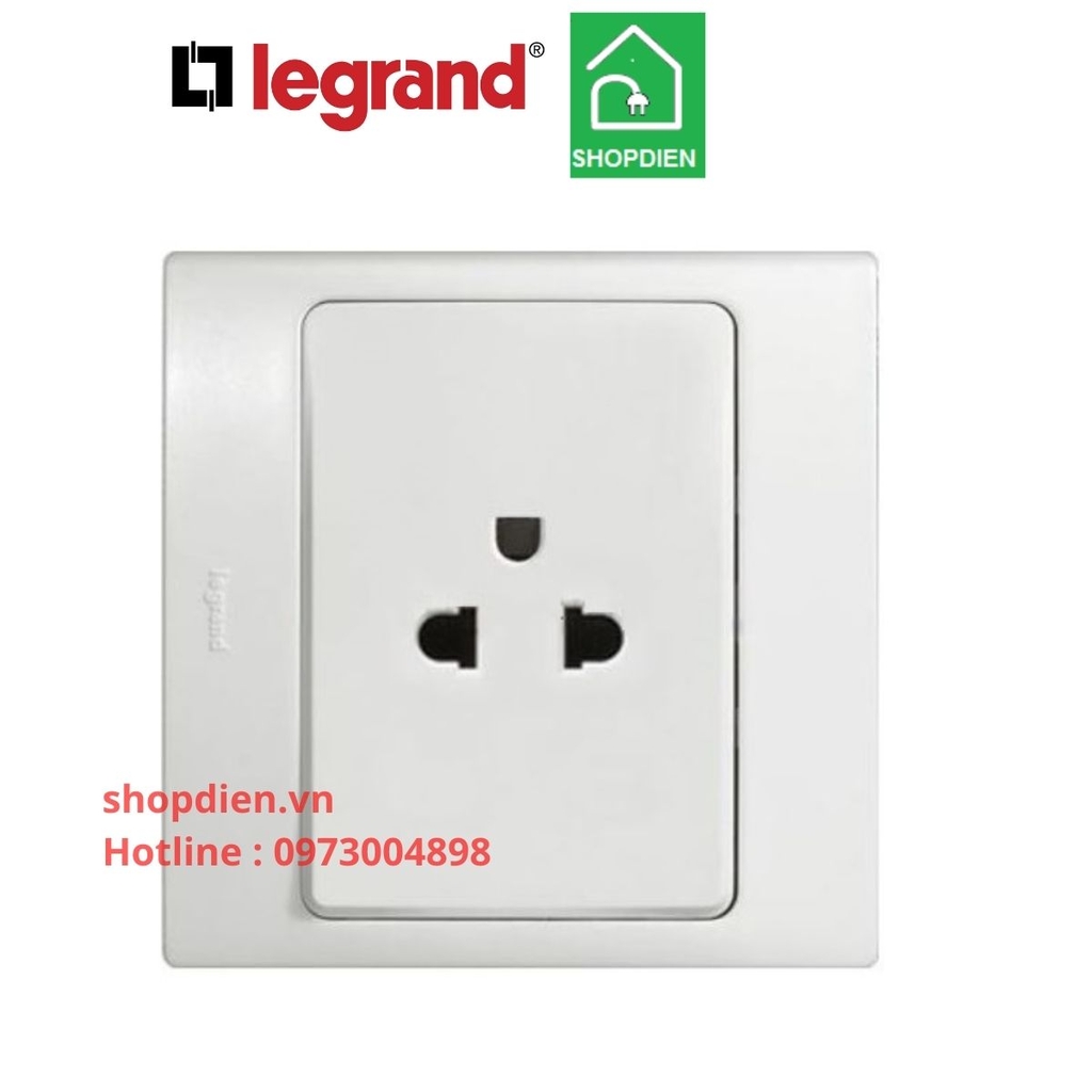 Ổ cắm đơn 3 chấu 2P+E EU-Us 16A Mallia Legrand màu trắng-281103