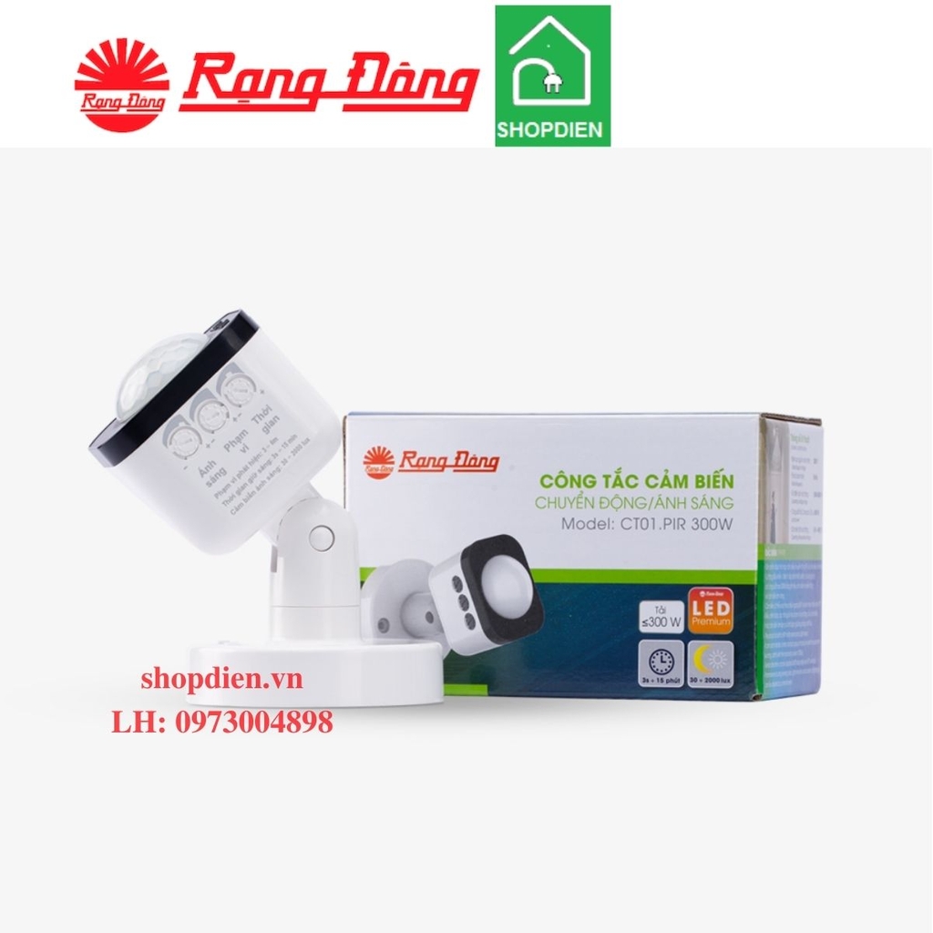 Công tắc cảm biến gắn tường 300WRạng Đông-CT01.PIR.300W