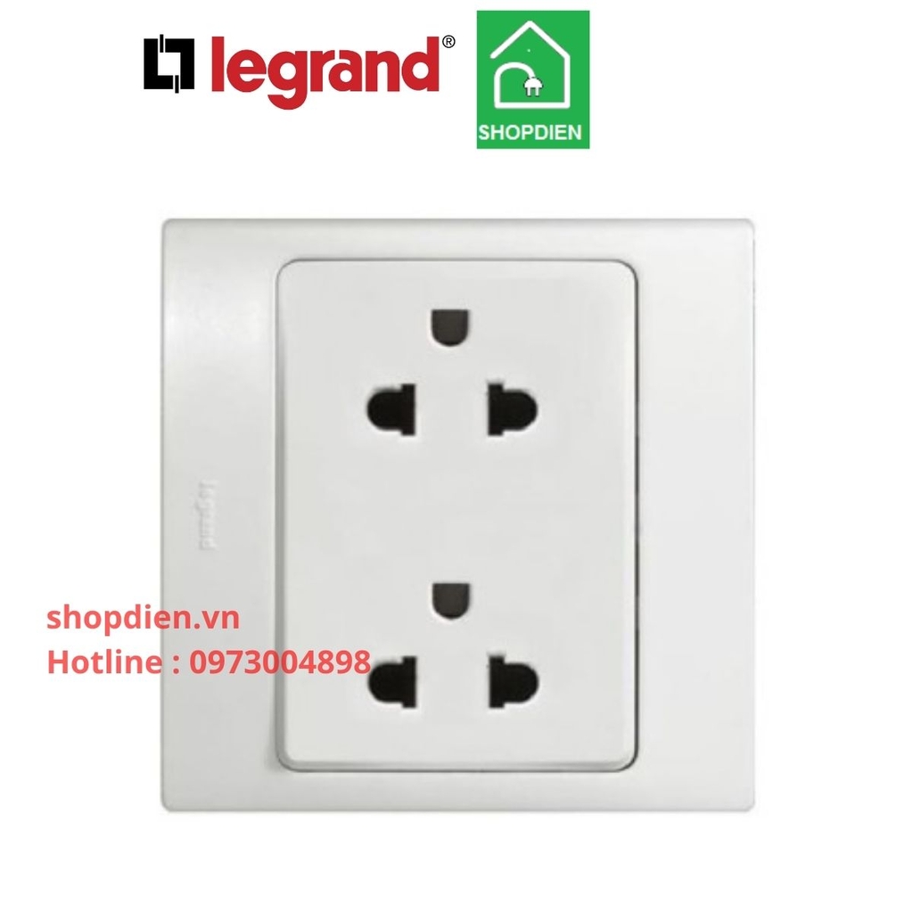 Ổ cắm đôi 3 chấu 2P+E EU-Us 16A Mallia Legrand màu trắng-281104