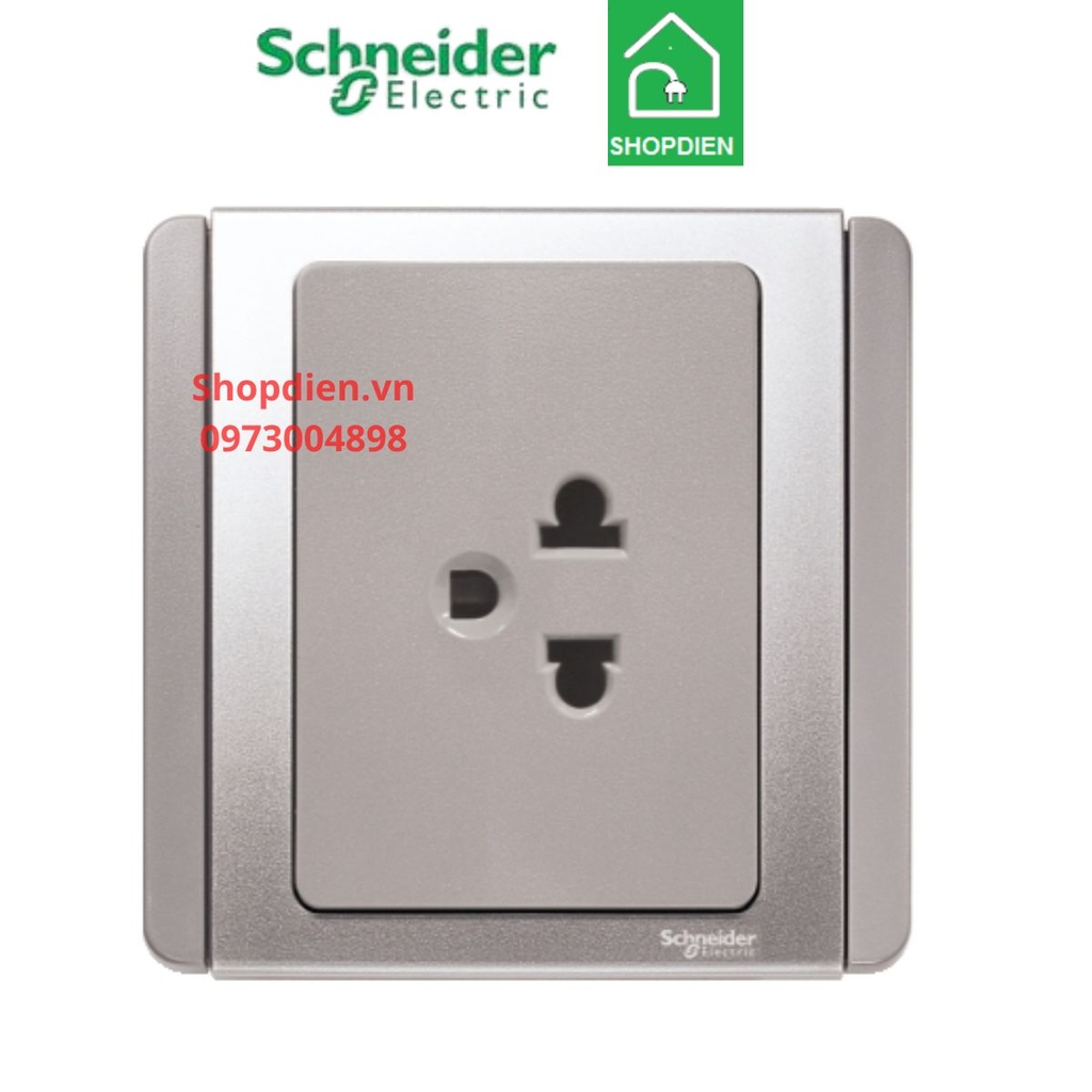 Ổ cắm đơn 3 chân 16A Schneider Neo màu xám bạc - Vuông-E3426UESTR_GS_G19