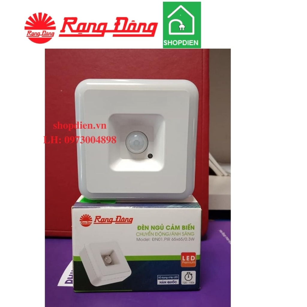 Đèn ngủ cảm biến 0.3W Rạng Đông ĐN01.PIR 65x65/0.3W