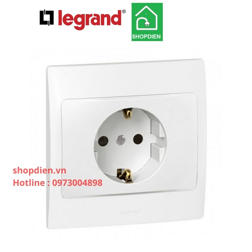 Ổ cắm đơn 3 chấu 2P+E Schuko German 16A Mallia Legrand màu trắng-281126