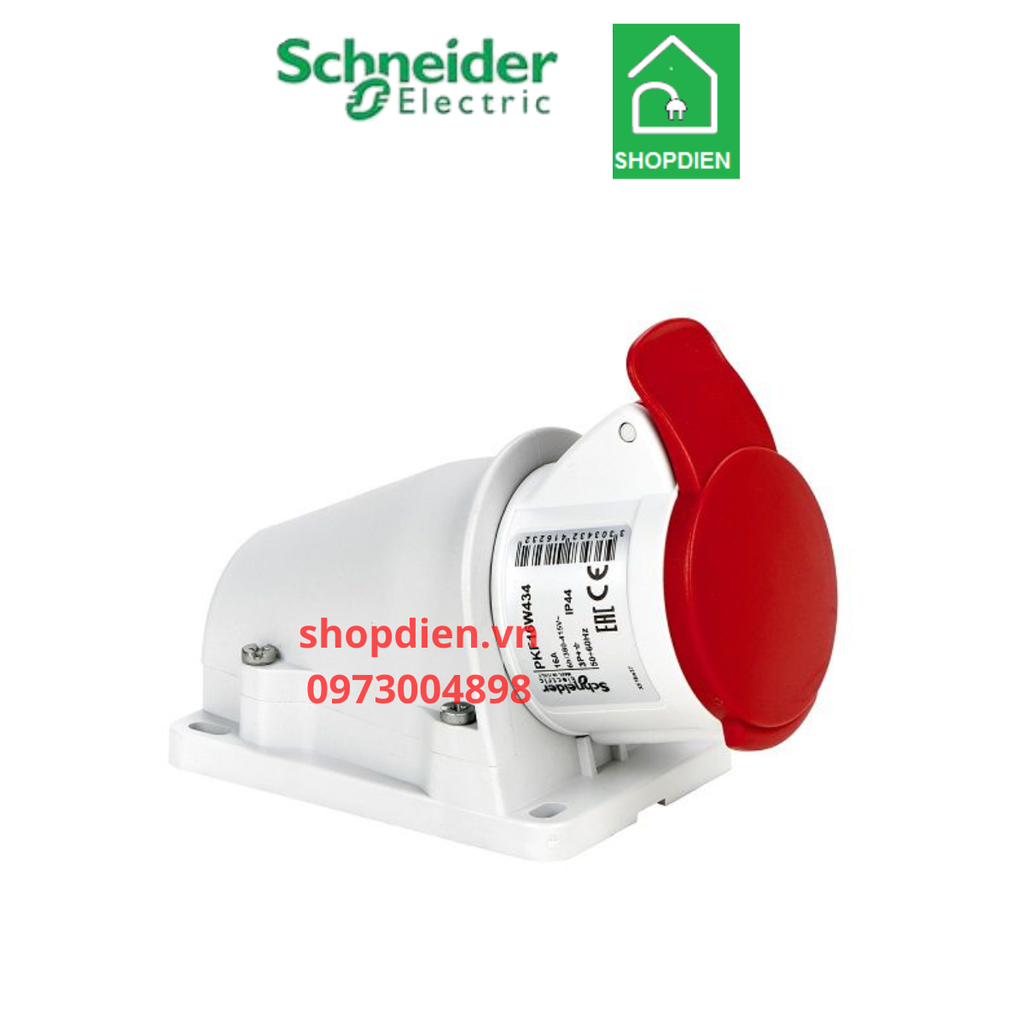 Ổ cắm công nghiệp gắn nổi 5P ( 4P+E) 16A IP44 Schneider PKF16W435