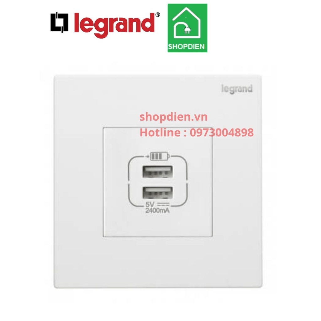 Ổ cắm sạc USB đôi Galion Legrand 282447 màu trắng