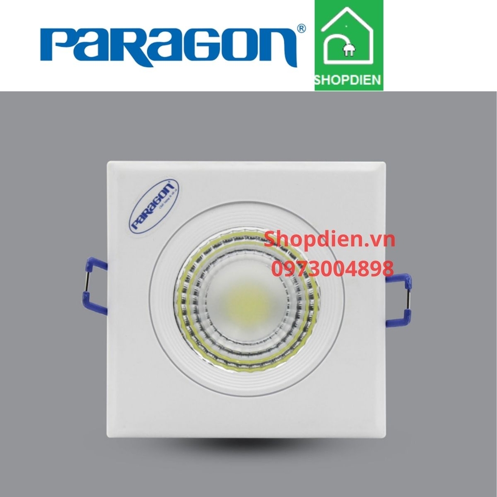 Đèn downlight vuông rọi âm trần có điều chỉnh góc 5W D75 Paragon-PRDGG90L5