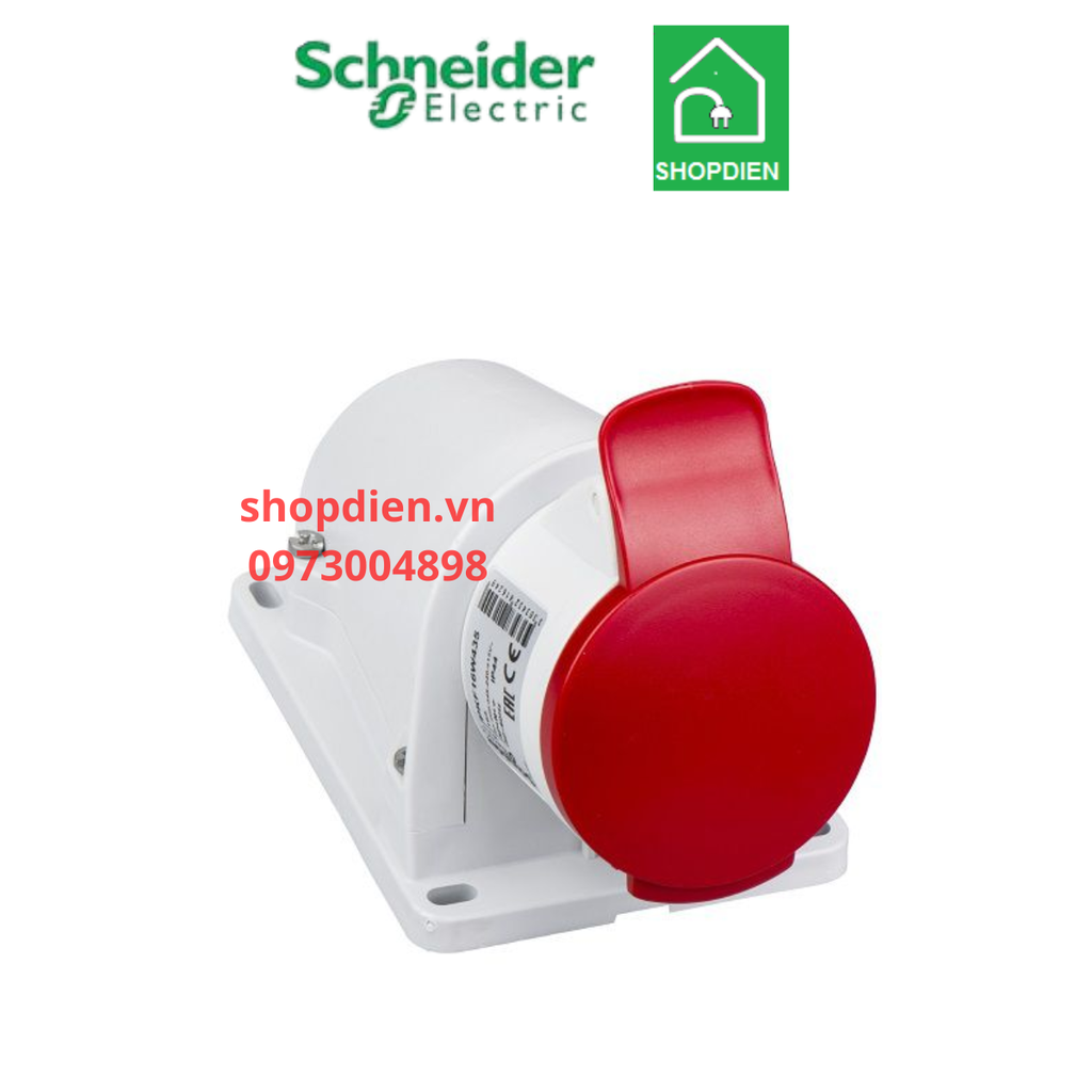 Ổ cắm công nghiệp gắn nổi 5P ( 4P+E) 32A IP44 Schneider PKF32W435