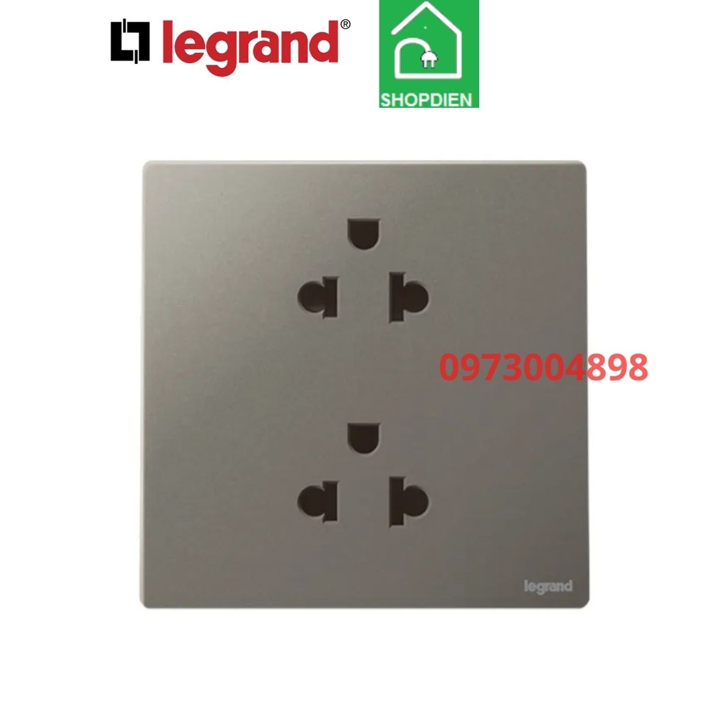 281104DS Legrand Ổ cắm đôi 3 chấu Mallia Senses màu ghi xám