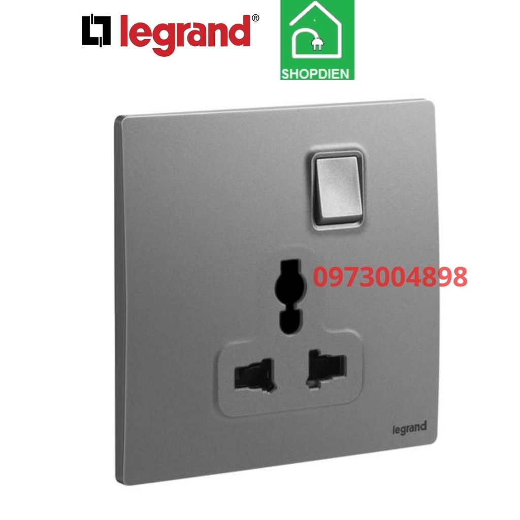 281120DS Legrand Ổ cắm đa năng có công tắc Mallia Senses màu ghi xám