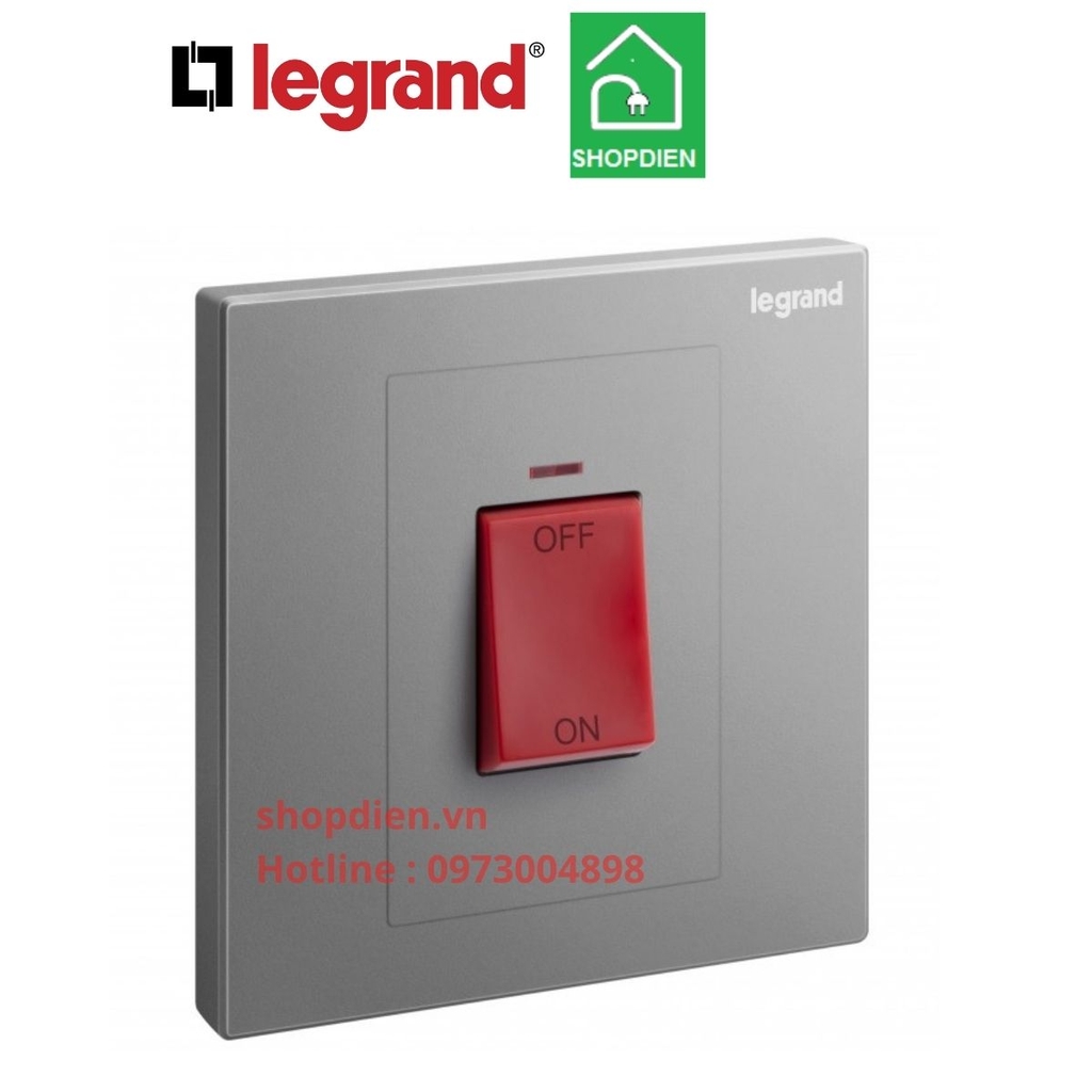282427-C3 Legrand Galion Công tắc 2 cực 45A màu xám bạc Dark Silver