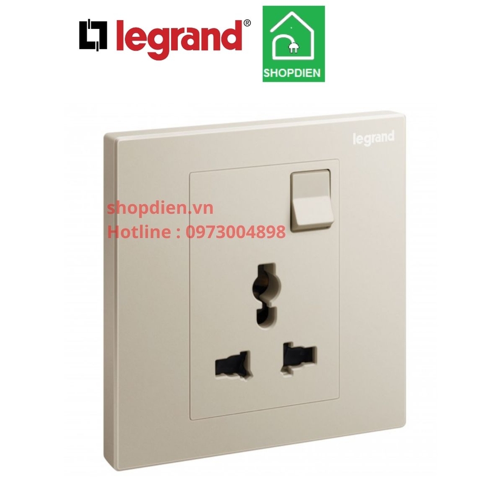 282434-C2 Legrand Galion Ổ cắm đơn đa năng có công tắc màu vàng Champagne