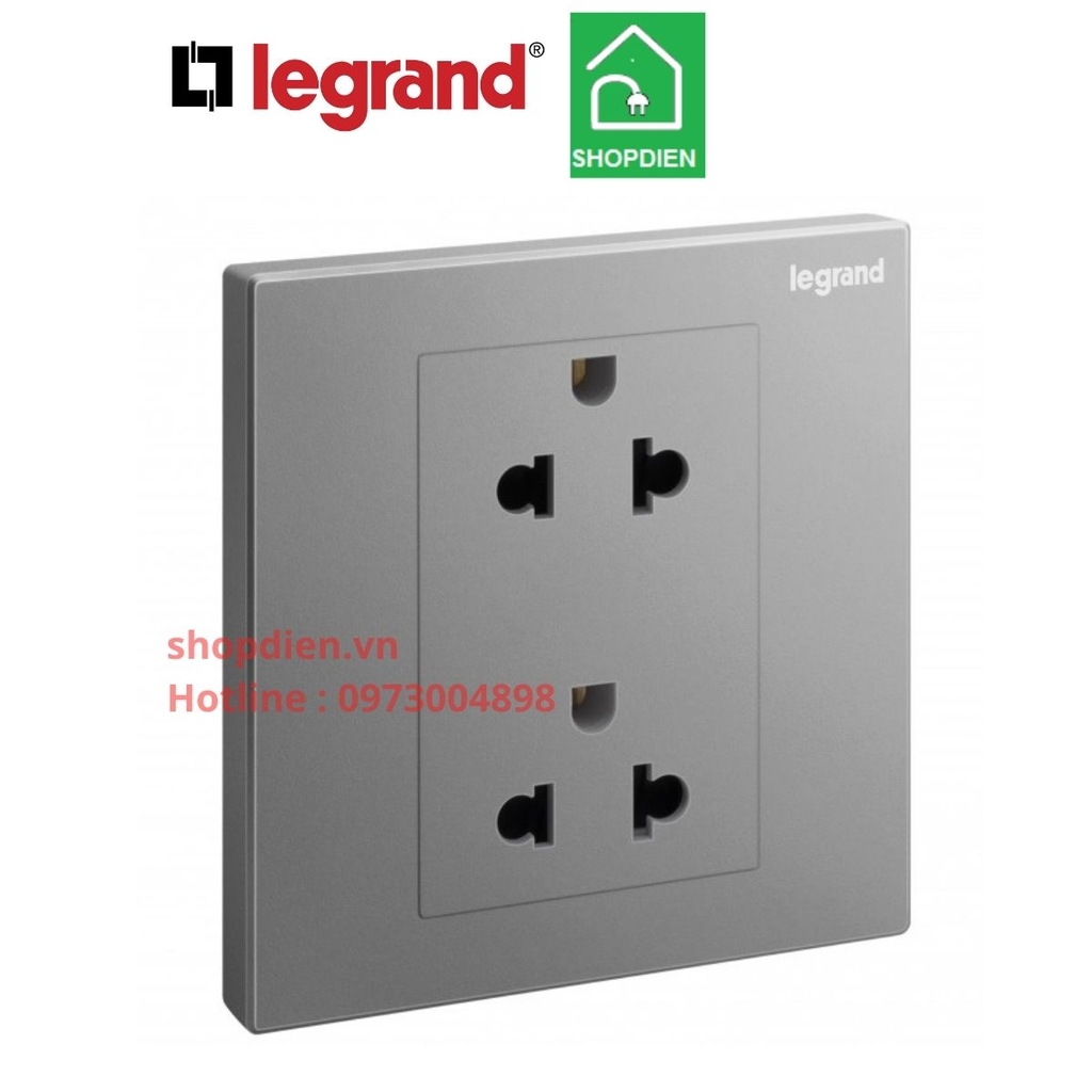 282436-C3 Legrand Galion Ổ cắm đôi 3 chấu 16A màu xám bạc Dark Silver
