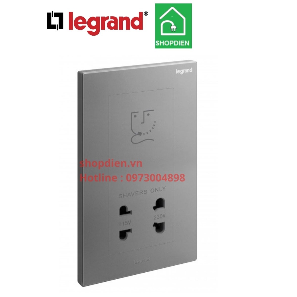 282439-C3 Legrand Galion Ổ cắm dao cạo râu màu xám bạc Dark Silver