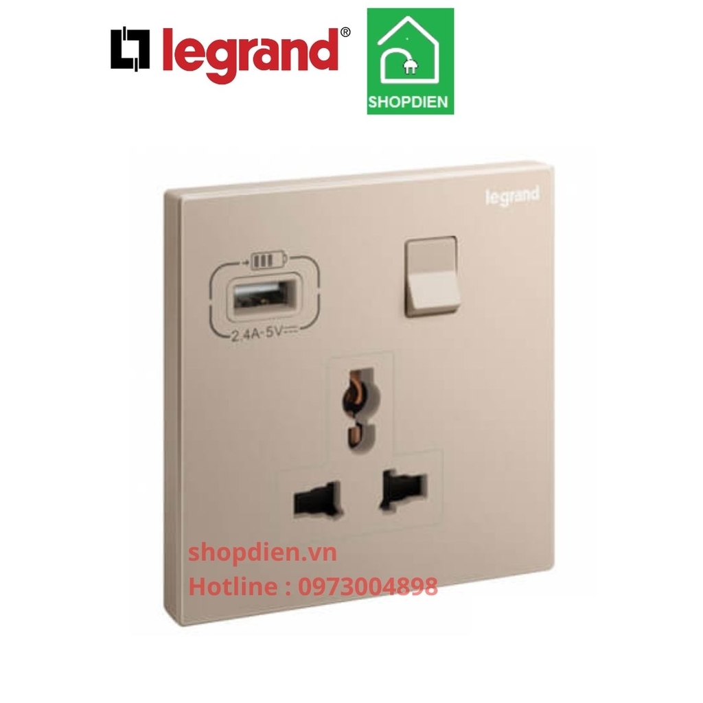282442-C1 Legrand Galion Ổ cắm đơn đa năng + ổ sạc USB Rose Gold