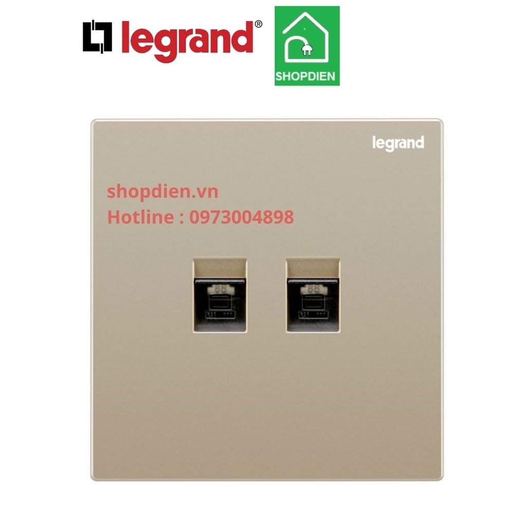 282446-C2 Legrand Galion Ổ cắm điện thoại đôi RJ11 màu vàng Champagne