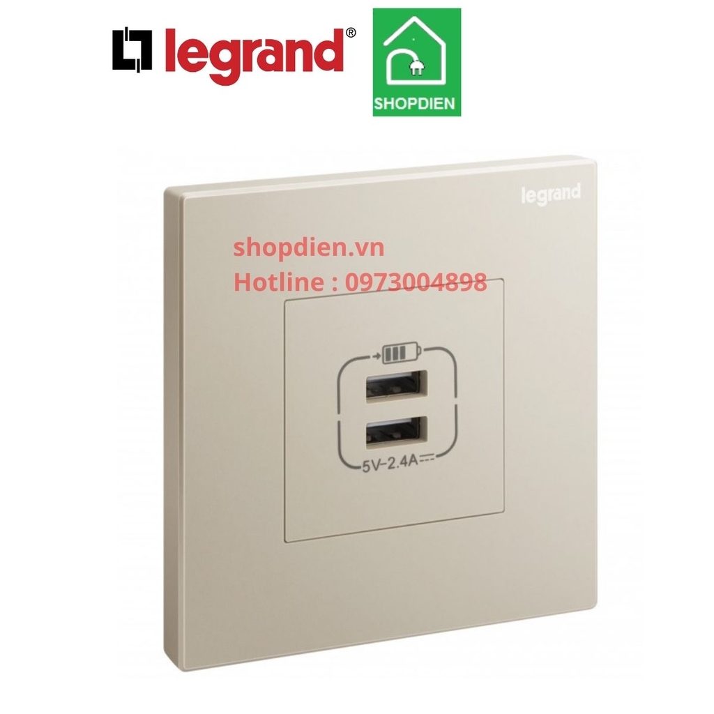 282447-C2 Legrand Galion Ổ cắm sạc USB đôi màu vàng Champagne