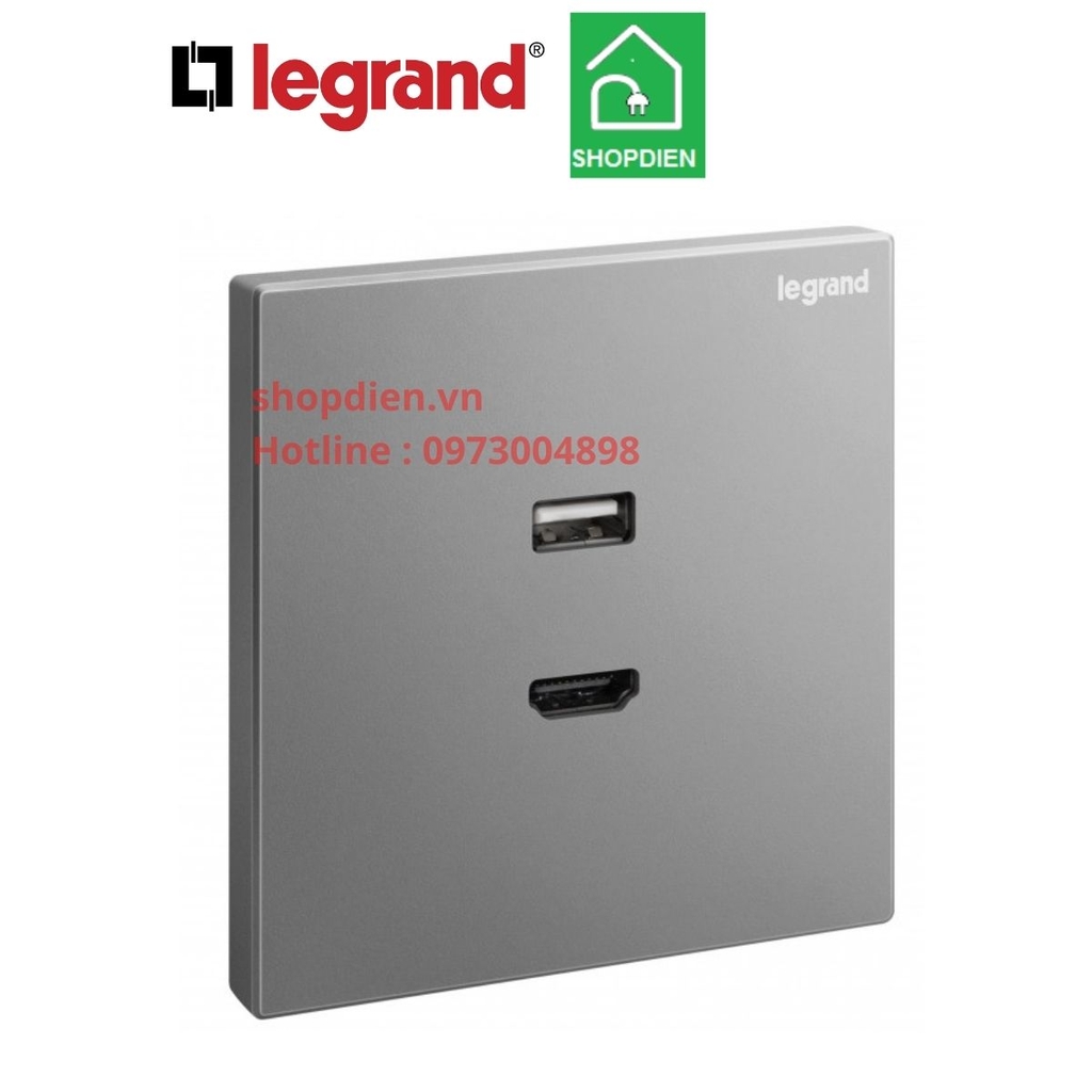 282448-C3 Legrand Galion Ổ cắm USB và HDMI màu xám bạc Dark Silver