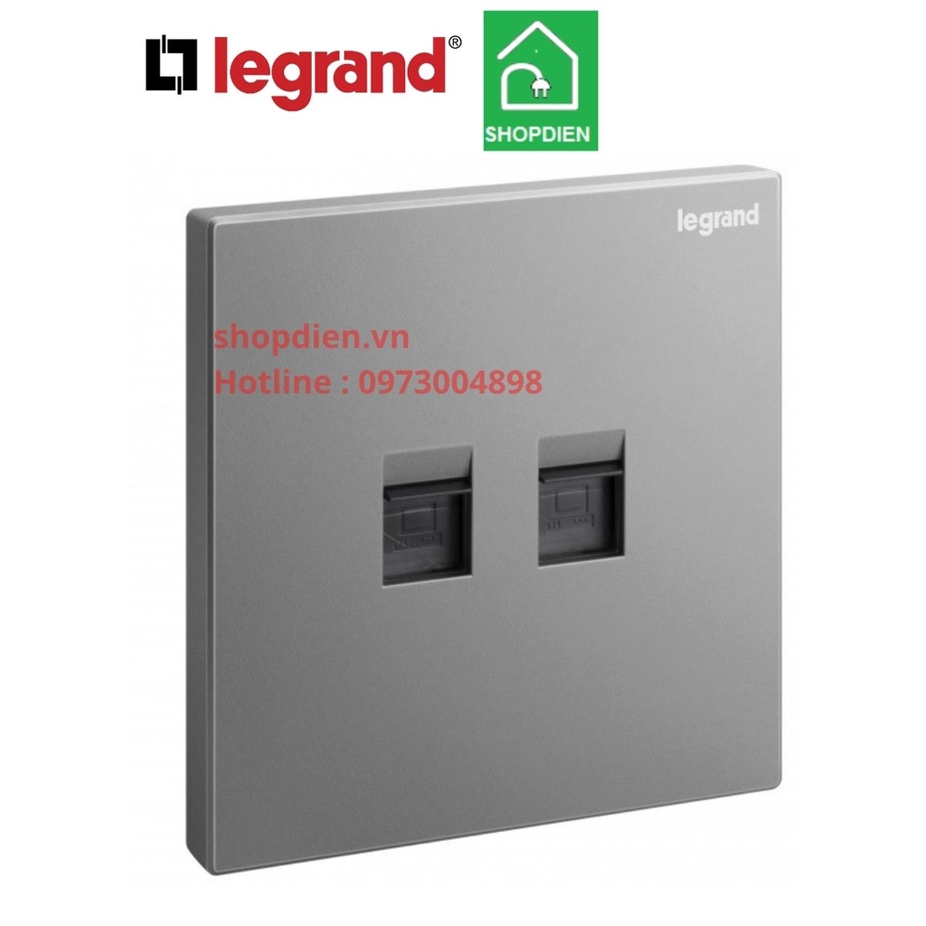282463-C3 Legrand Galion Ổ cắm mạng đôi Cat6 RJ45 xám bạc Dark Silver
