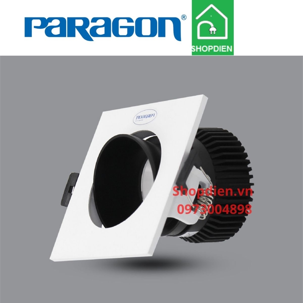 Đèn downlight vuông rọi âm trần có điều chỉnh góc 12W D80 Paragon-PRHB90L12