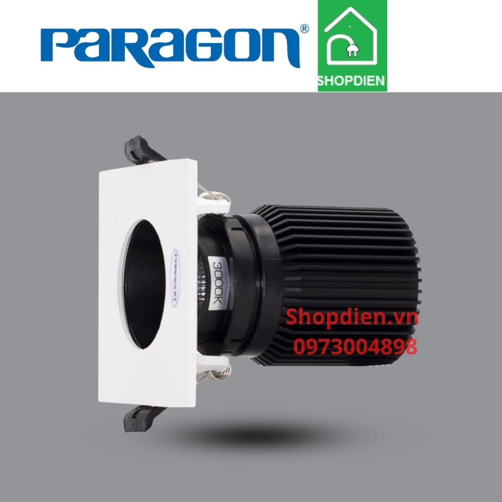 Đèn downlight vuông rọi âm trần có điều chỉnh góc 12W D80 Paragon-PRHD90L12