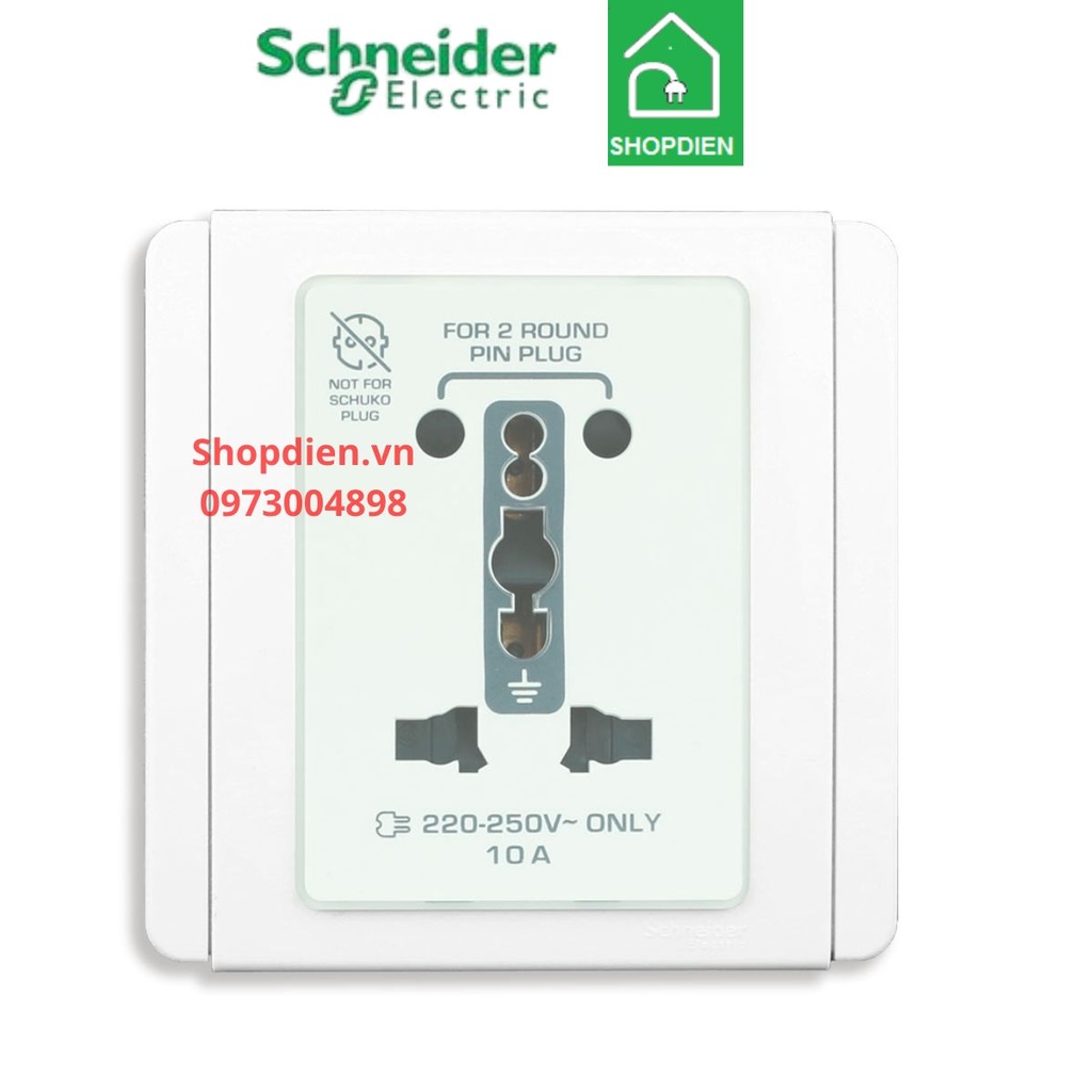 Ổ cắm đa năng đơn 3 chân 16A Schneider Neo màu trắng - Vuông-E3426_10IS_WW_G19