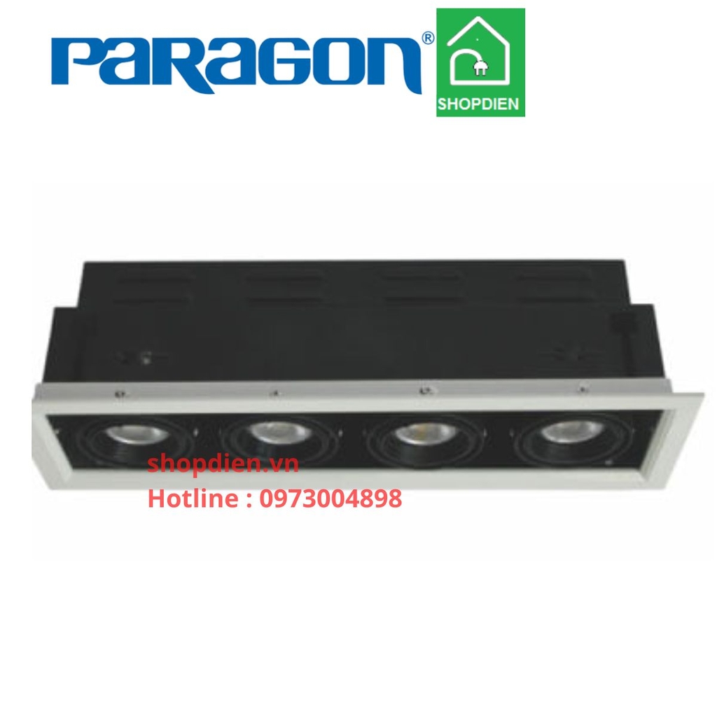 Đèn rọi vuông âm trần bốn điều chỉnh góc 18W Paragon OLA46L24 KT365x90