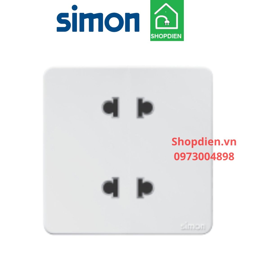 Bộ ổ cắm đôi 2 chấu SIMON K3 màu trắng 571072