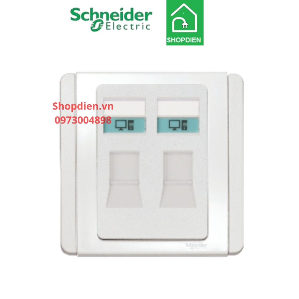 Ổ cắm mạng Lan Internet đôi Cat5 Schneider Neo E3032RJ5E_WW_G19 màu trắng
