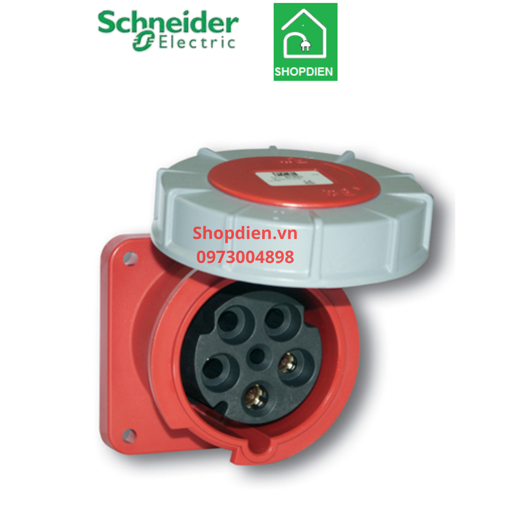Ổ cắm gắn âm kín nước dạng thẳng 5P (4P+E) 125A IP67 PCE F345-6