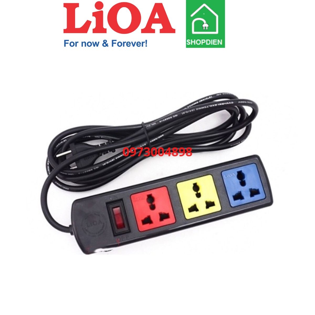 3D52N LIOA Ổ cắm kéo dài 3 cổng đa năng 2500W 5m