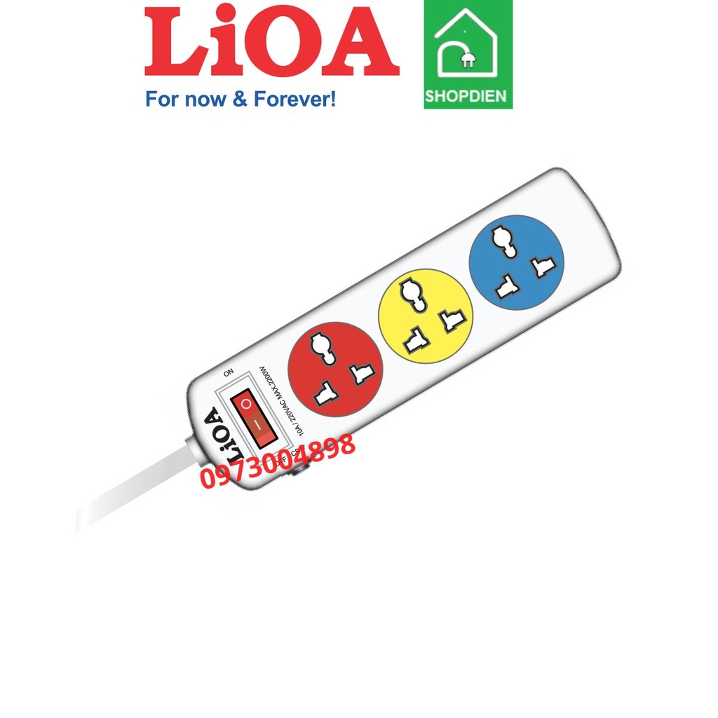 3DNW3.2.10 LIOA Ổ cắm kéo dài 3 cổng đa năng 2200W 3m