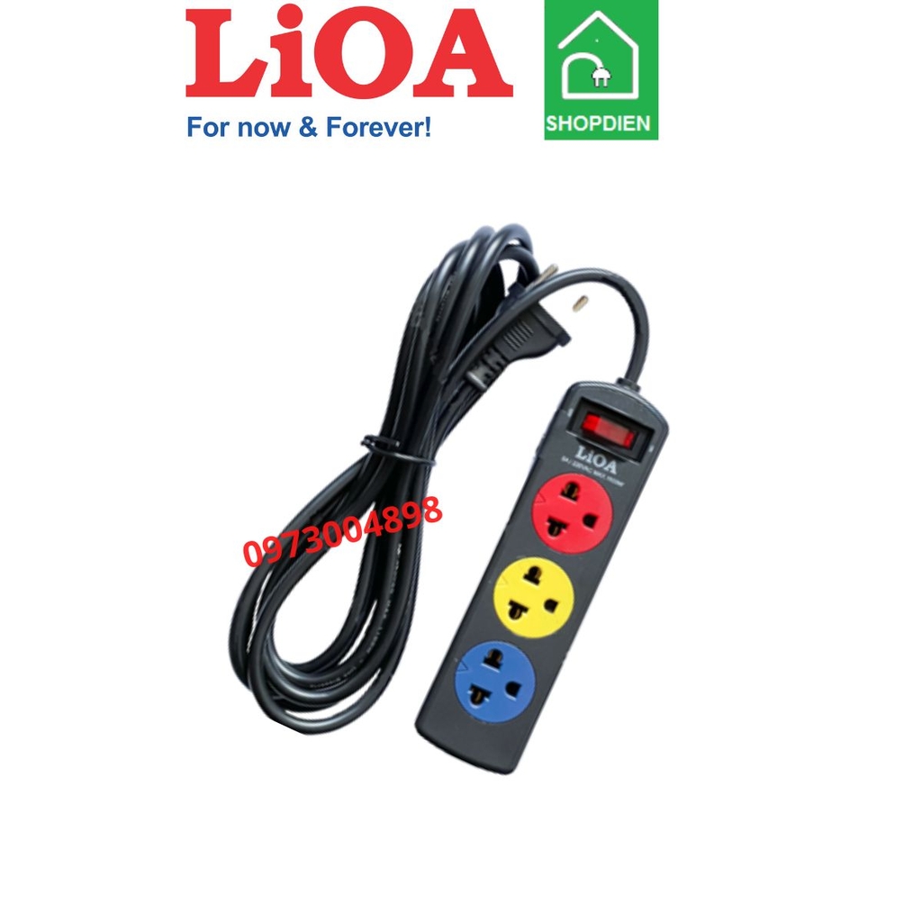 3SND3.3.10 LIOA Ổ cắm kéo dài 3 cổng có dây tiếp địa có công tắc 2200W 3m