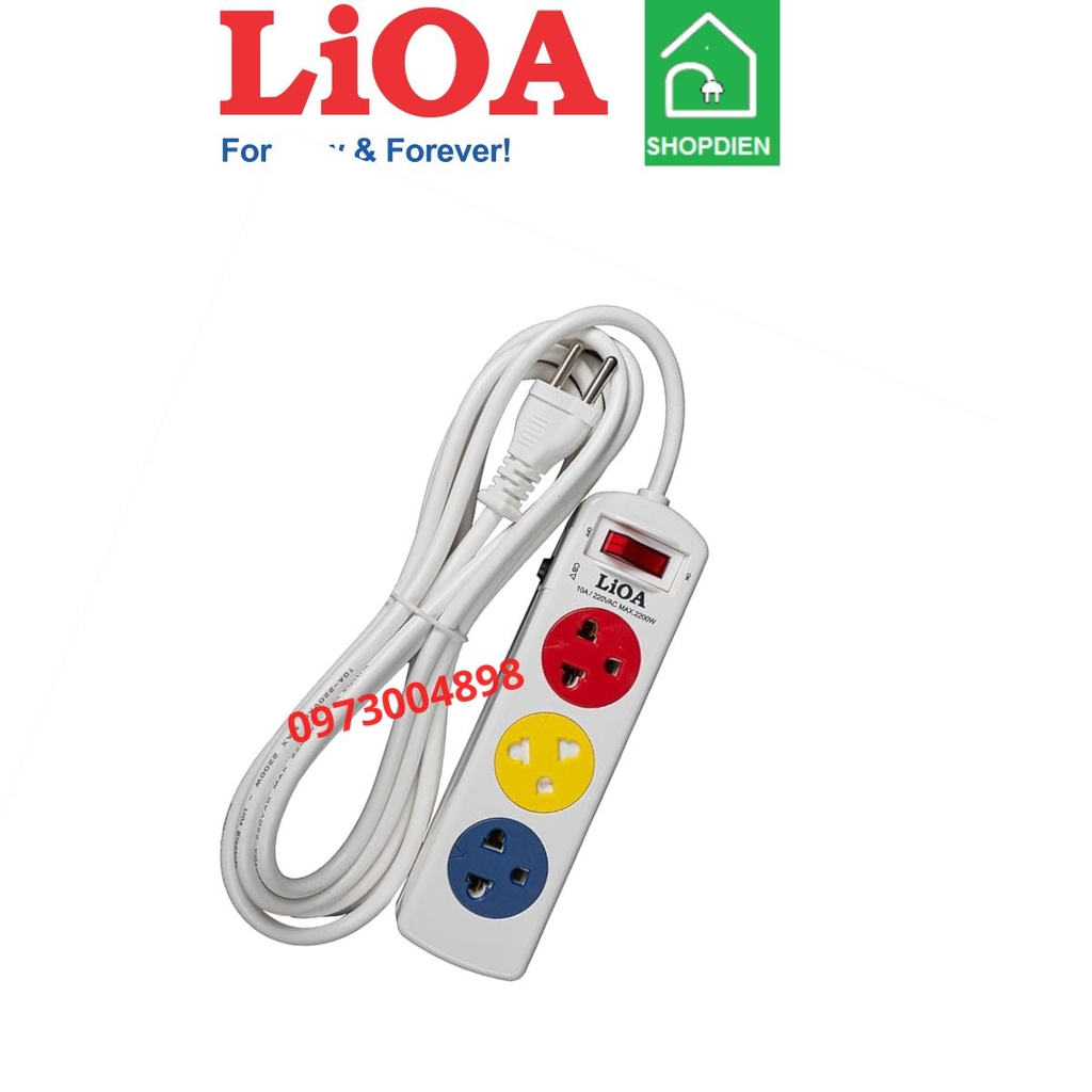 3SNW3.2.10 LIOA Ổ cắm kéo dài 3 cổng có công tắc 2200W 3m