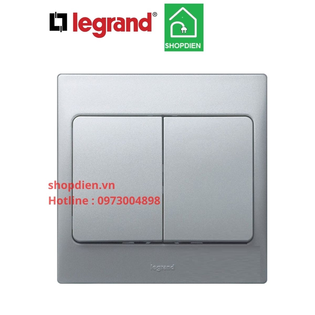 Công tắc đôi 2 chiều Mallia Legrand màu bạc Silver-283003