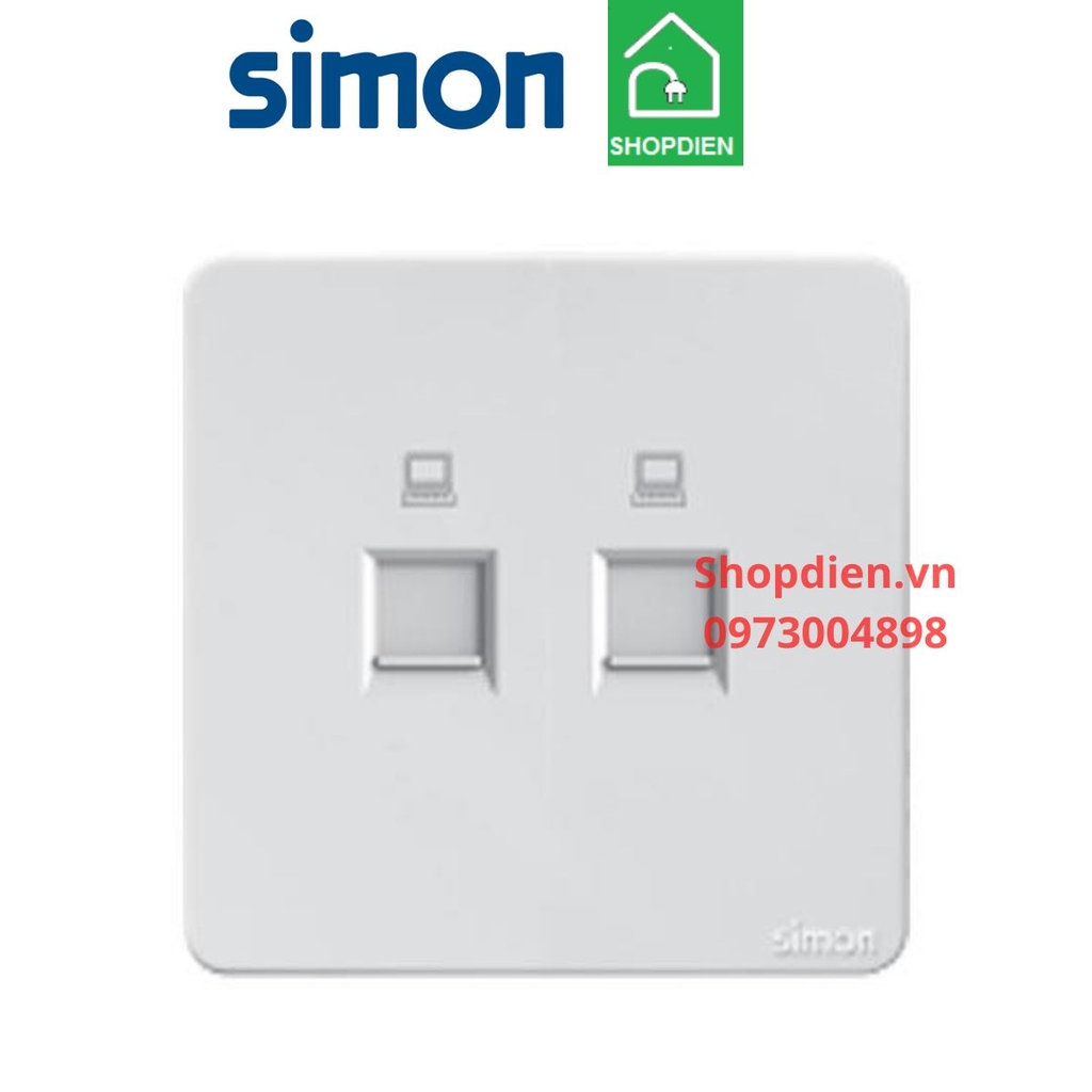 Bộ ổ cắm mạng  đôi cat 6 SIMON K3 màu trắng 575228