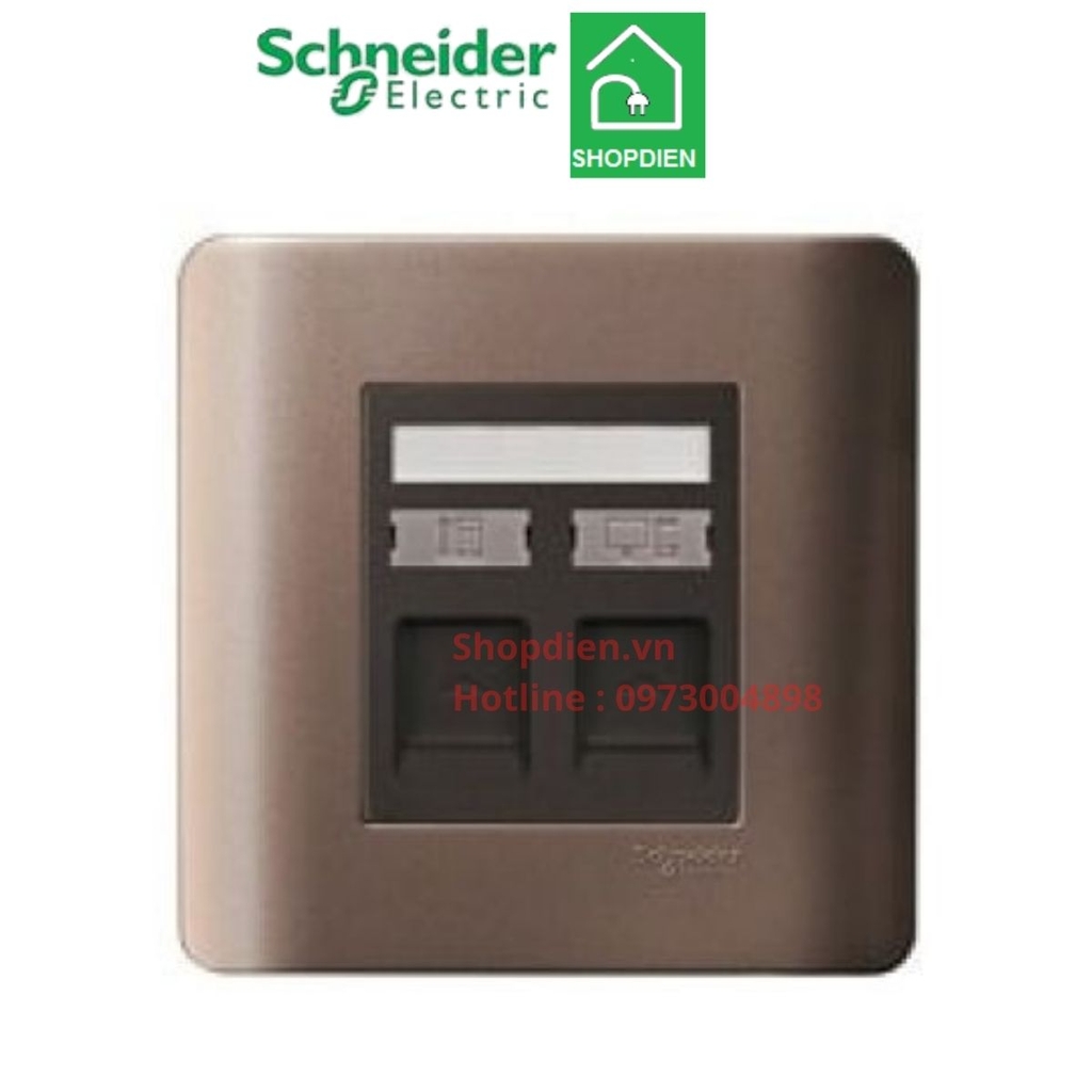 Ổ cắm mạng cat6 và điện thoại Schneider ZENCELO E8432TDRJS_6SZ_G19 màu đồng