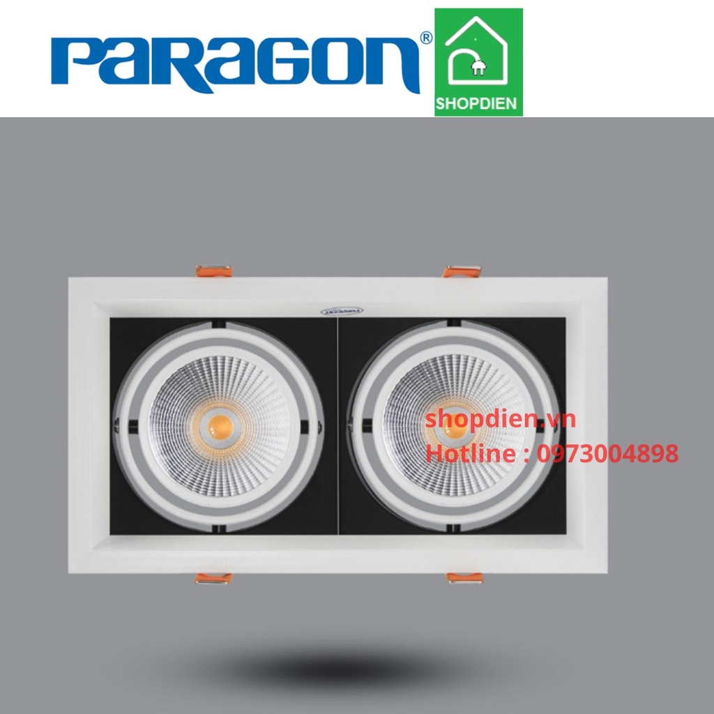 Đèn downlight vuông rọi âm trần đôi có điều chỉnh góc 30W 230x115 Paragon-OLT215L30