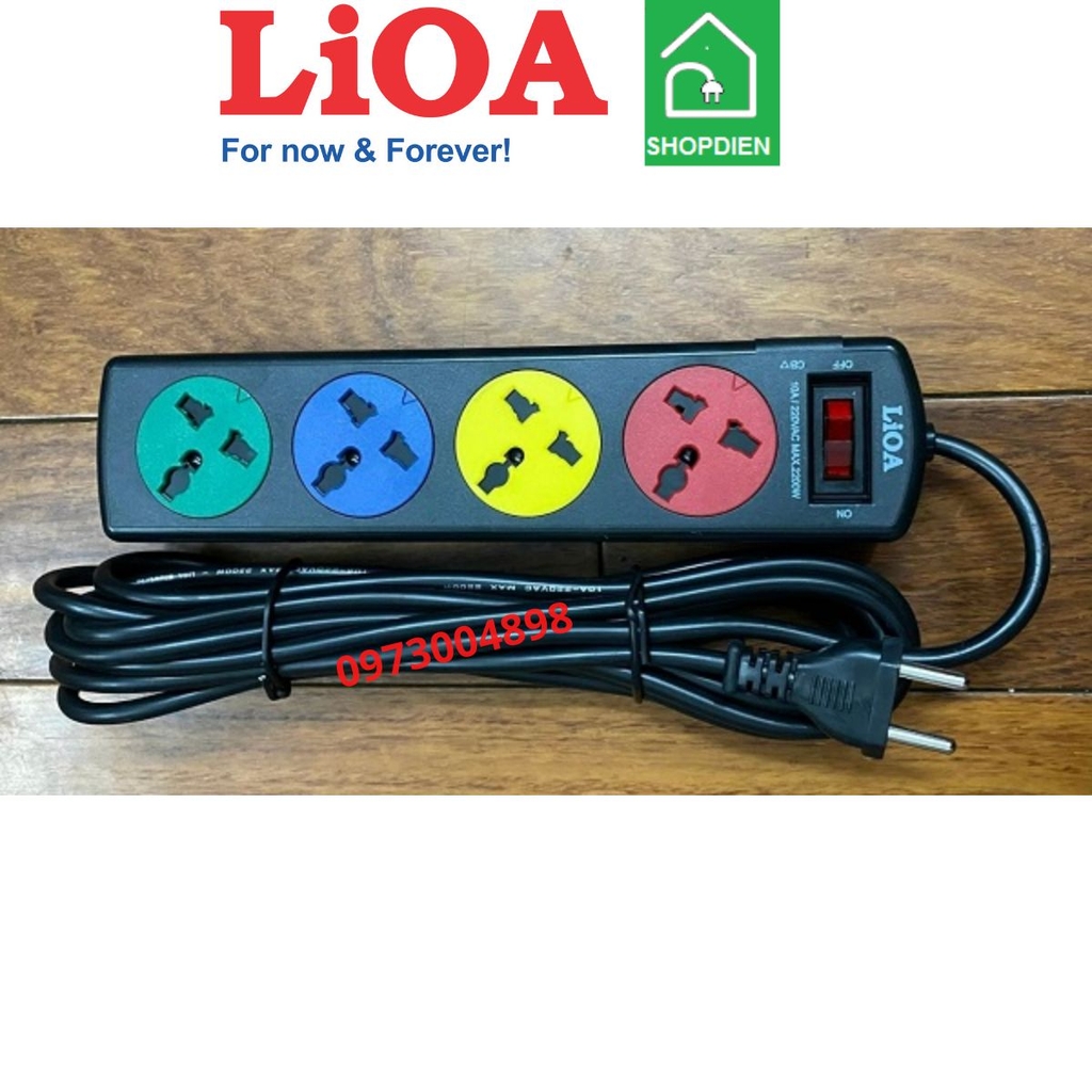 4DND3.3.10 LIOA Ổ cắm kéo dài 4 cổng đa năng có dây tiếp địa 2200W 3m