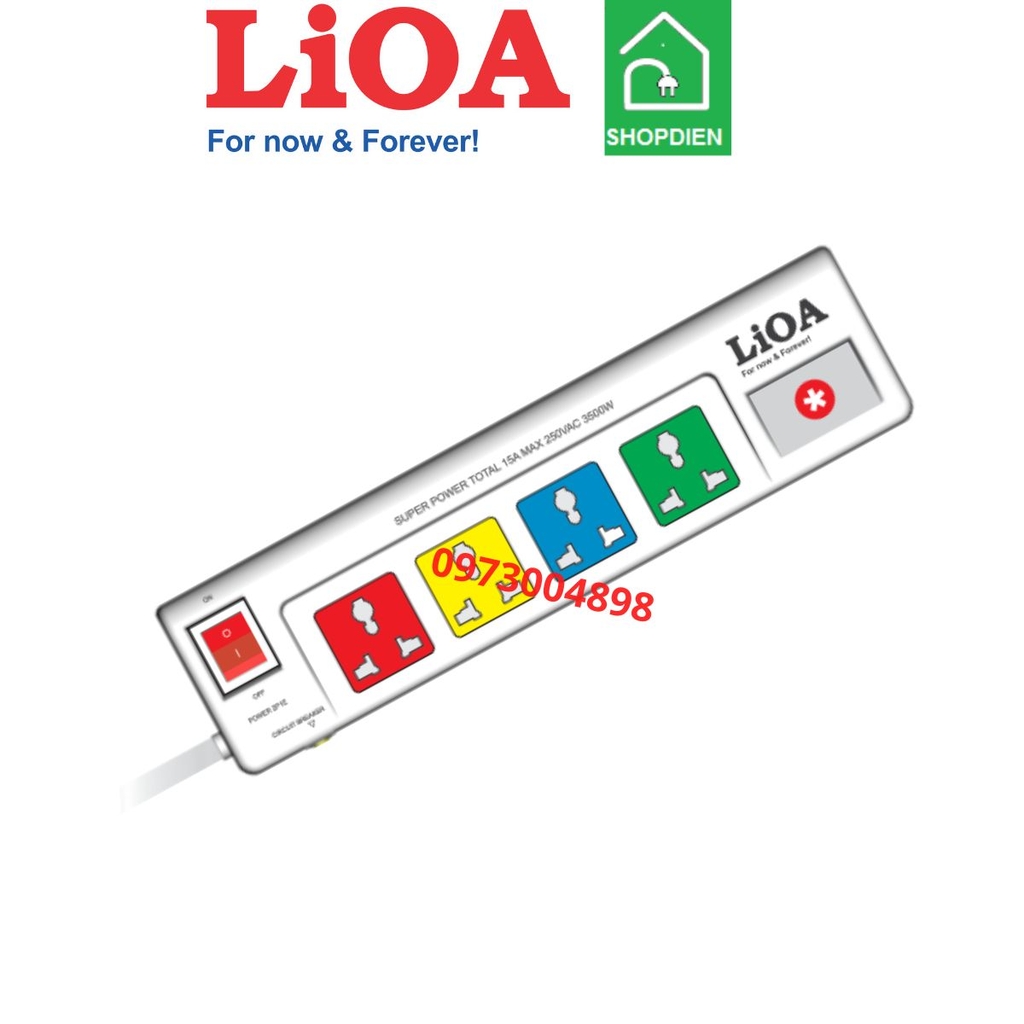4OFSSW3-3 LIOA Ổ cắm kéo dài 4 cổng đa năng có đồng hồ báo W